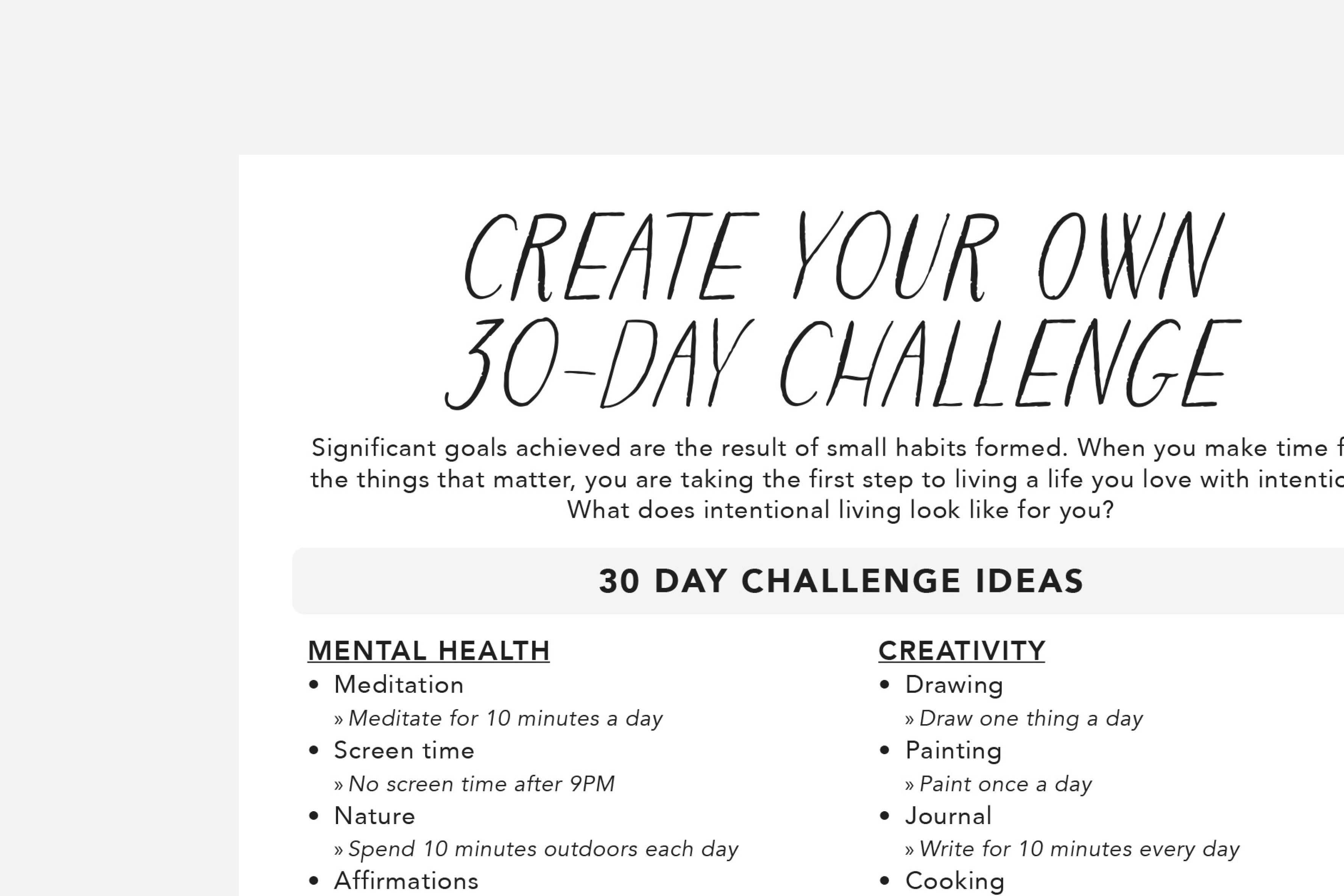 Create Your Own 30-Day Challenge