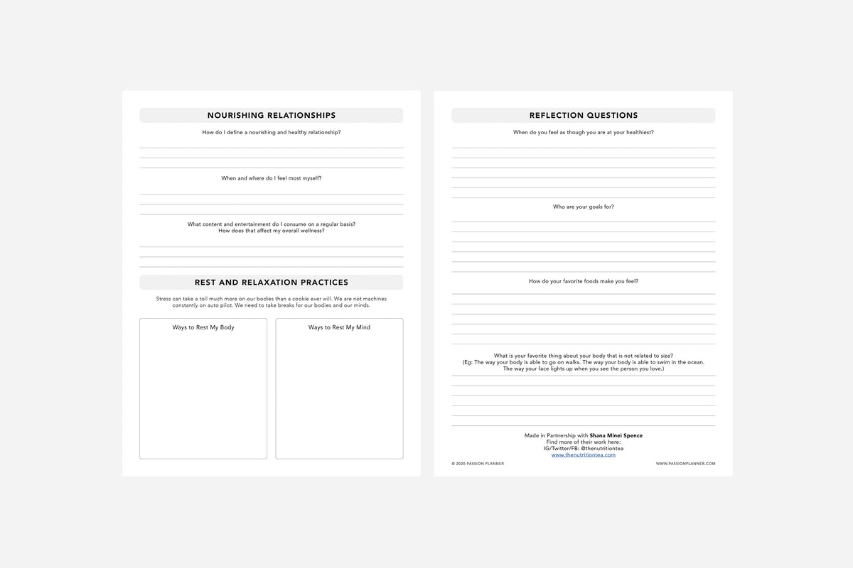 Health and Wellness Reflection PDF | Free Printable | Passion Planner