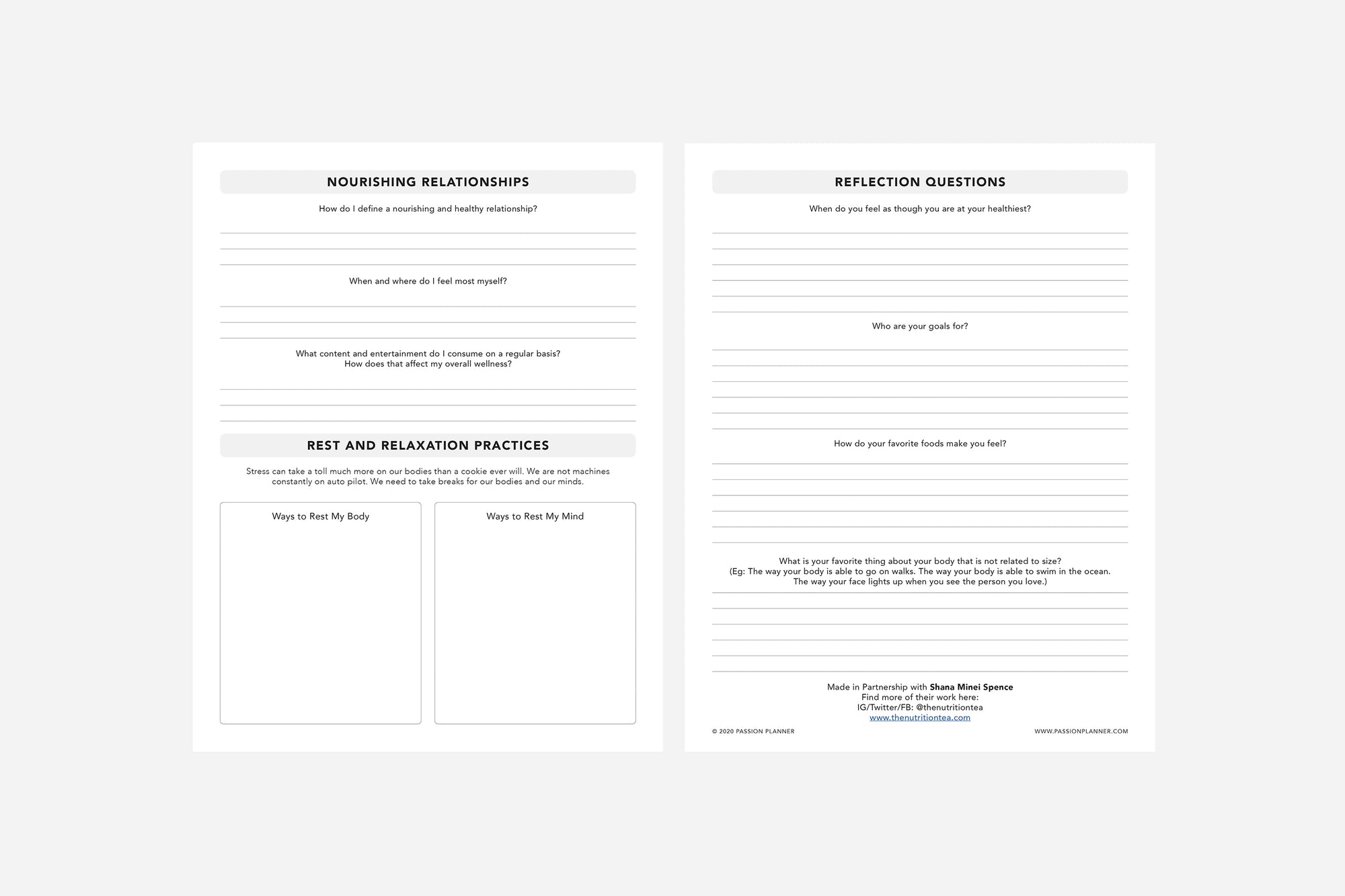 Health and Wellness Reflection - Passion Planner