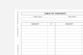 Passion Journal Table of Contents