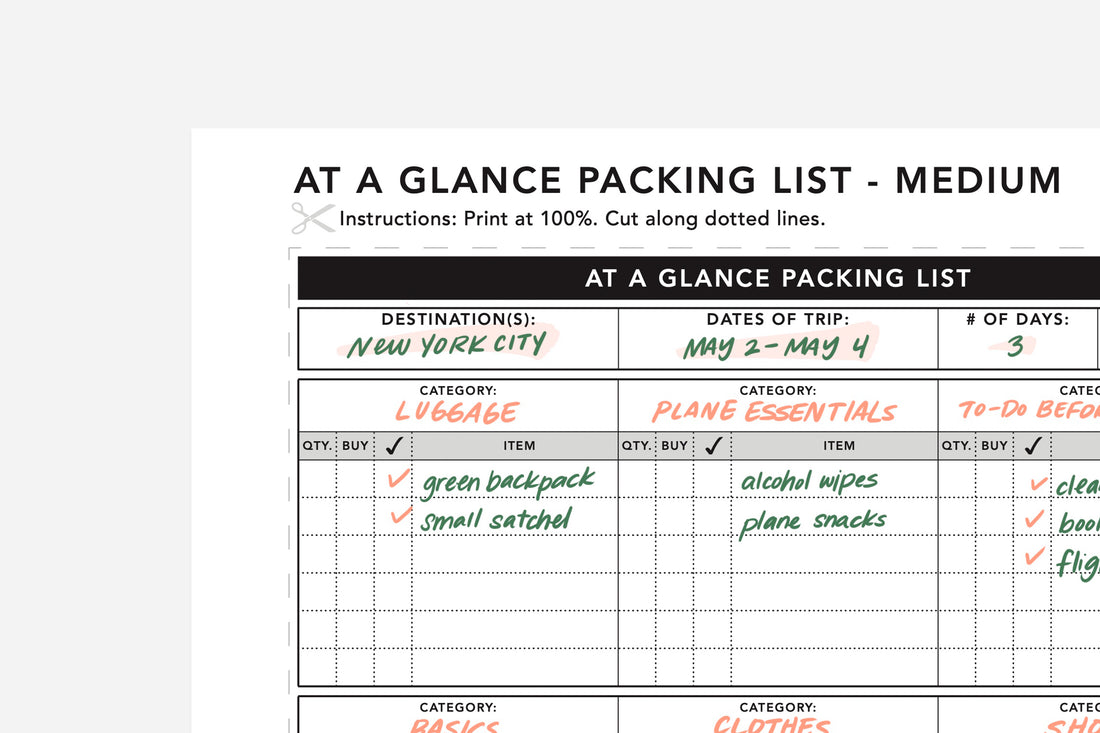 Packing List PDF - Passion Planner