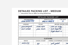 Packing List PDF - Passion Planner