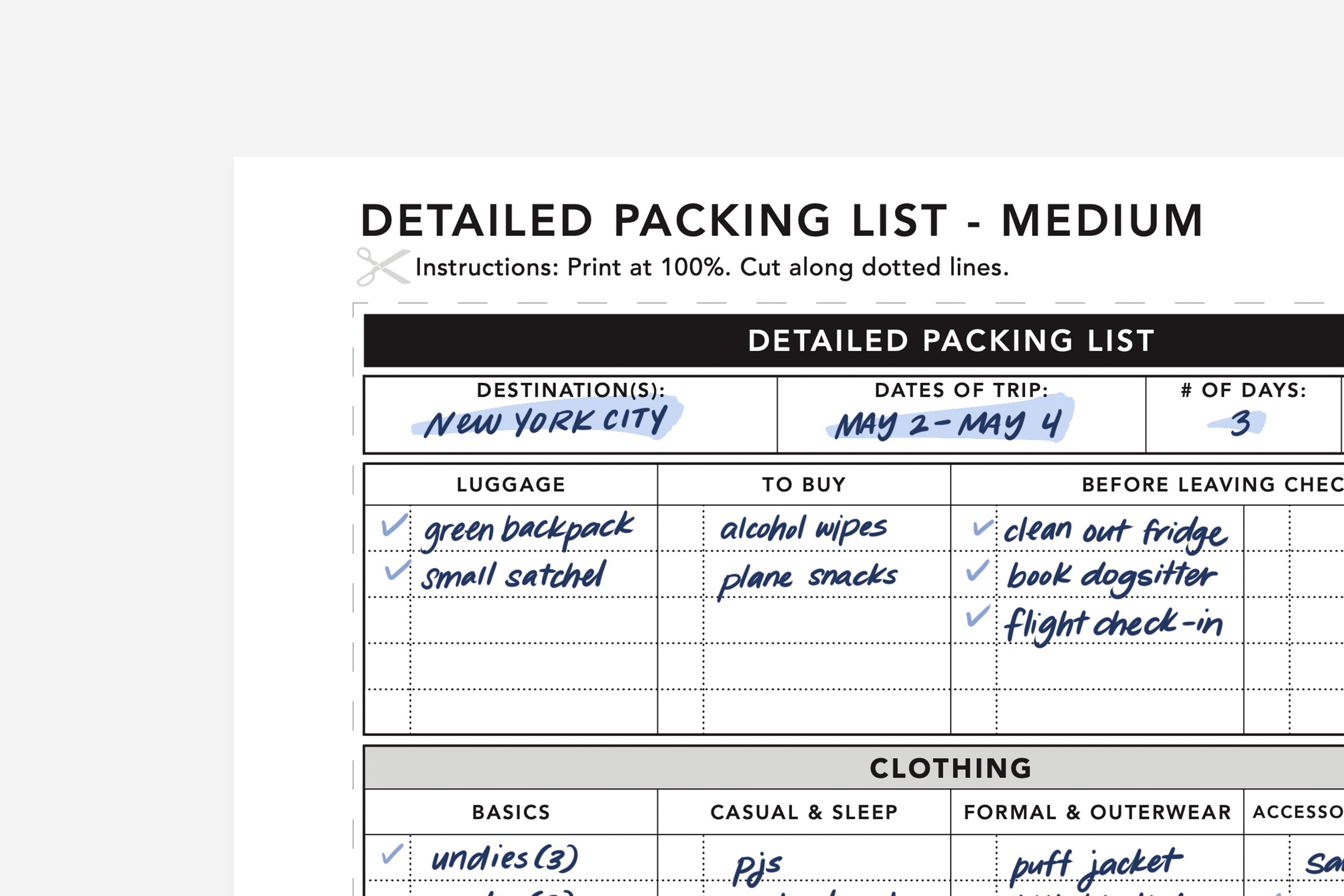 Packing List Methods Packing List PDF | Free Printable | Passion Planner