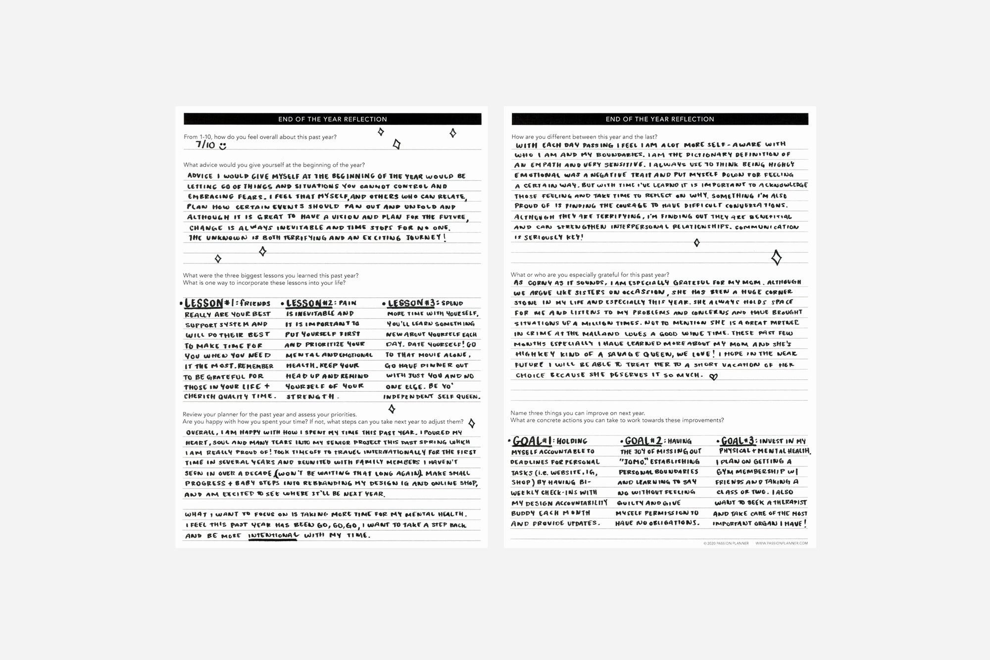 End of the Year Reflection - Passion Planner