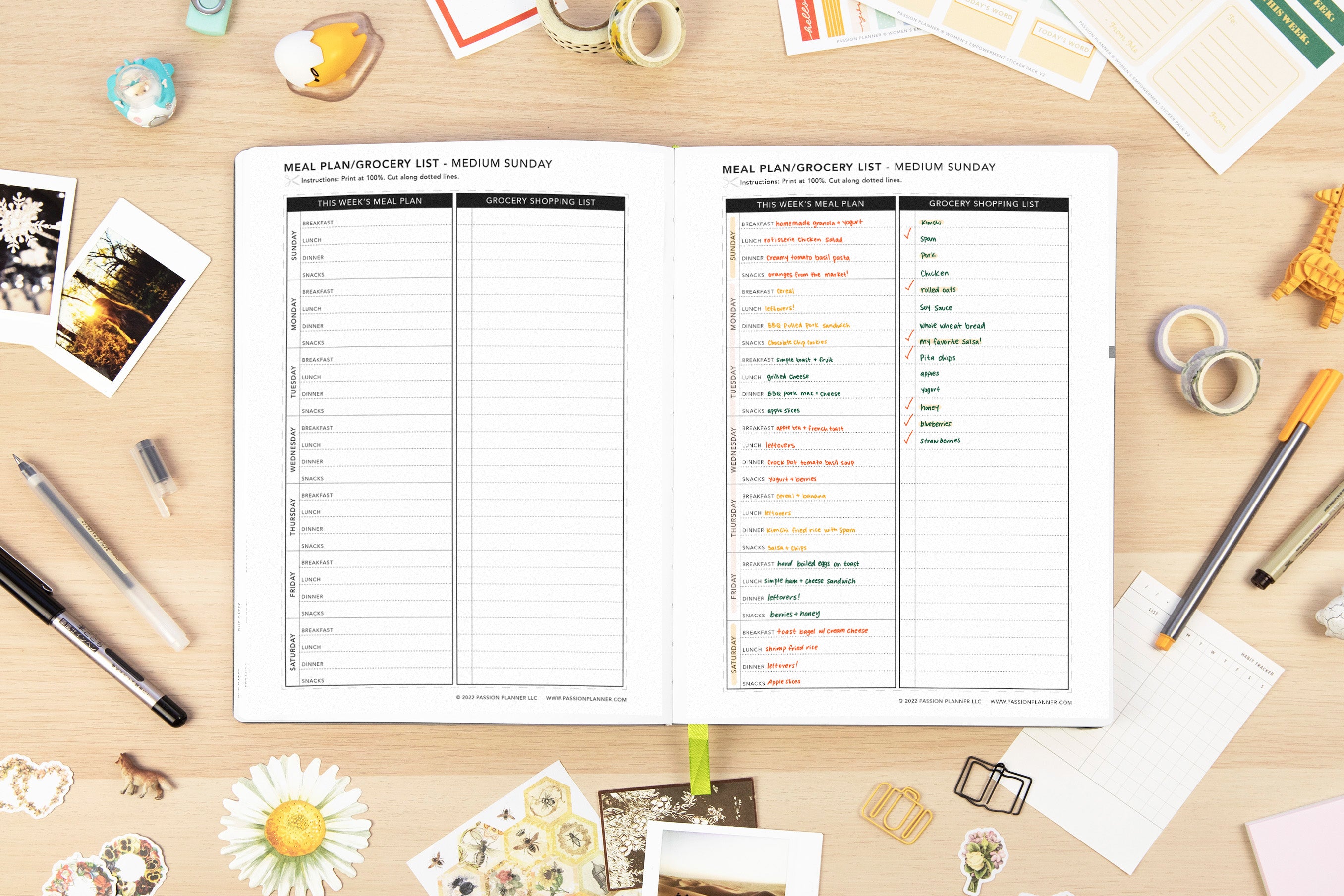 Meal Plan and Grocery List - Passion Planner
