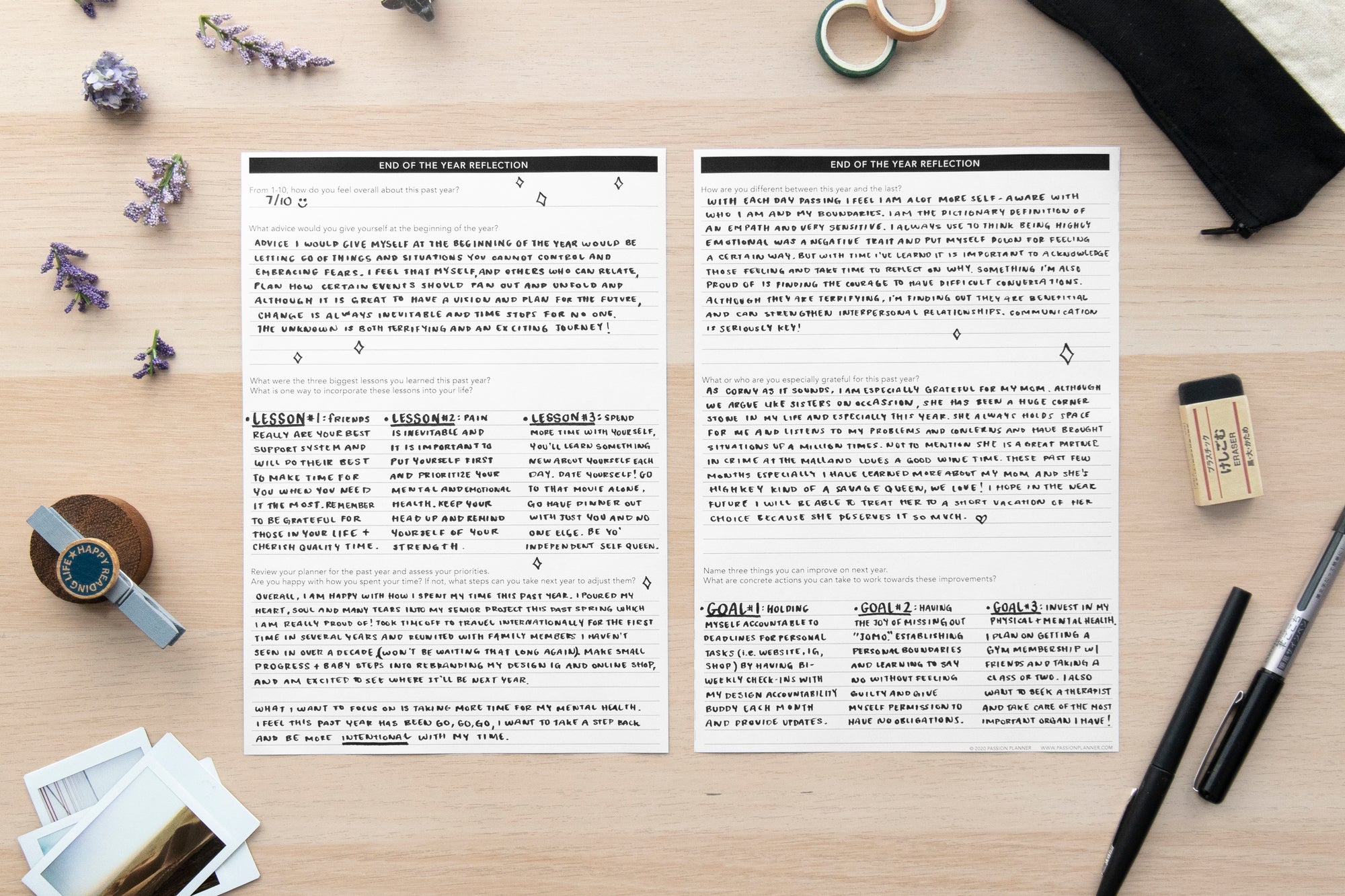 End of the Year Reflection - Passion Planner