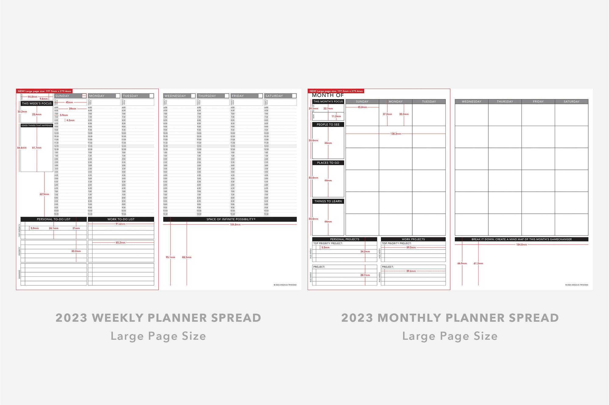 Passion Planner Weekly Layout Size Measurements