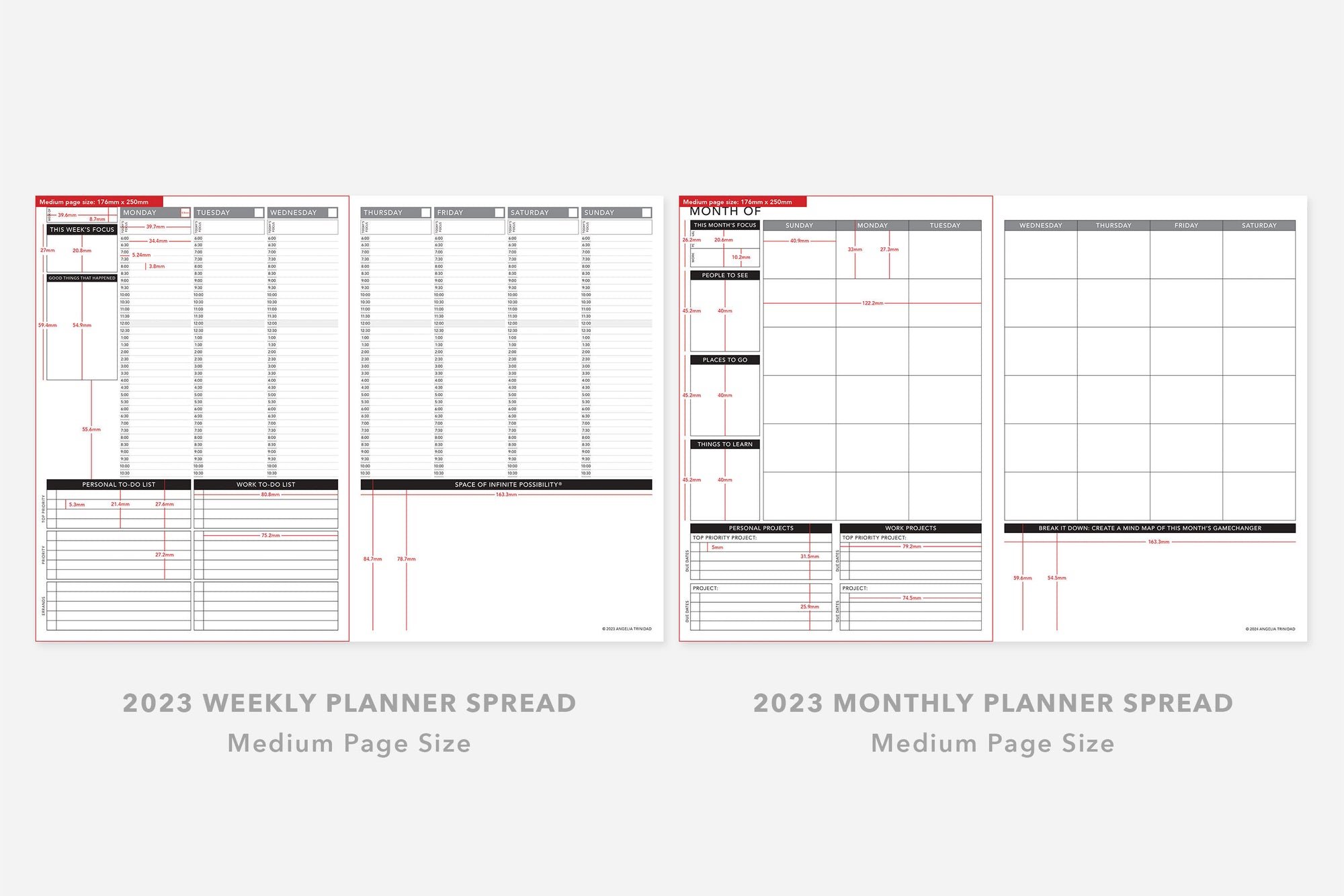 Passion Planner Weekly Layout Size Measurements