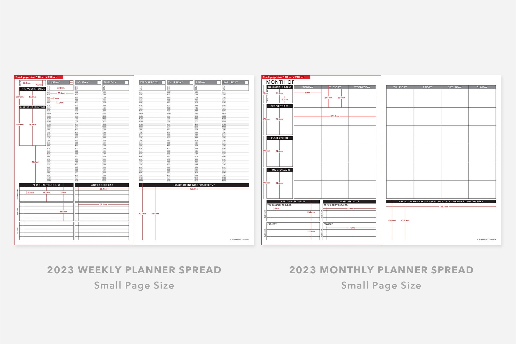 Passion Planner Weekly Layout Size Measurements