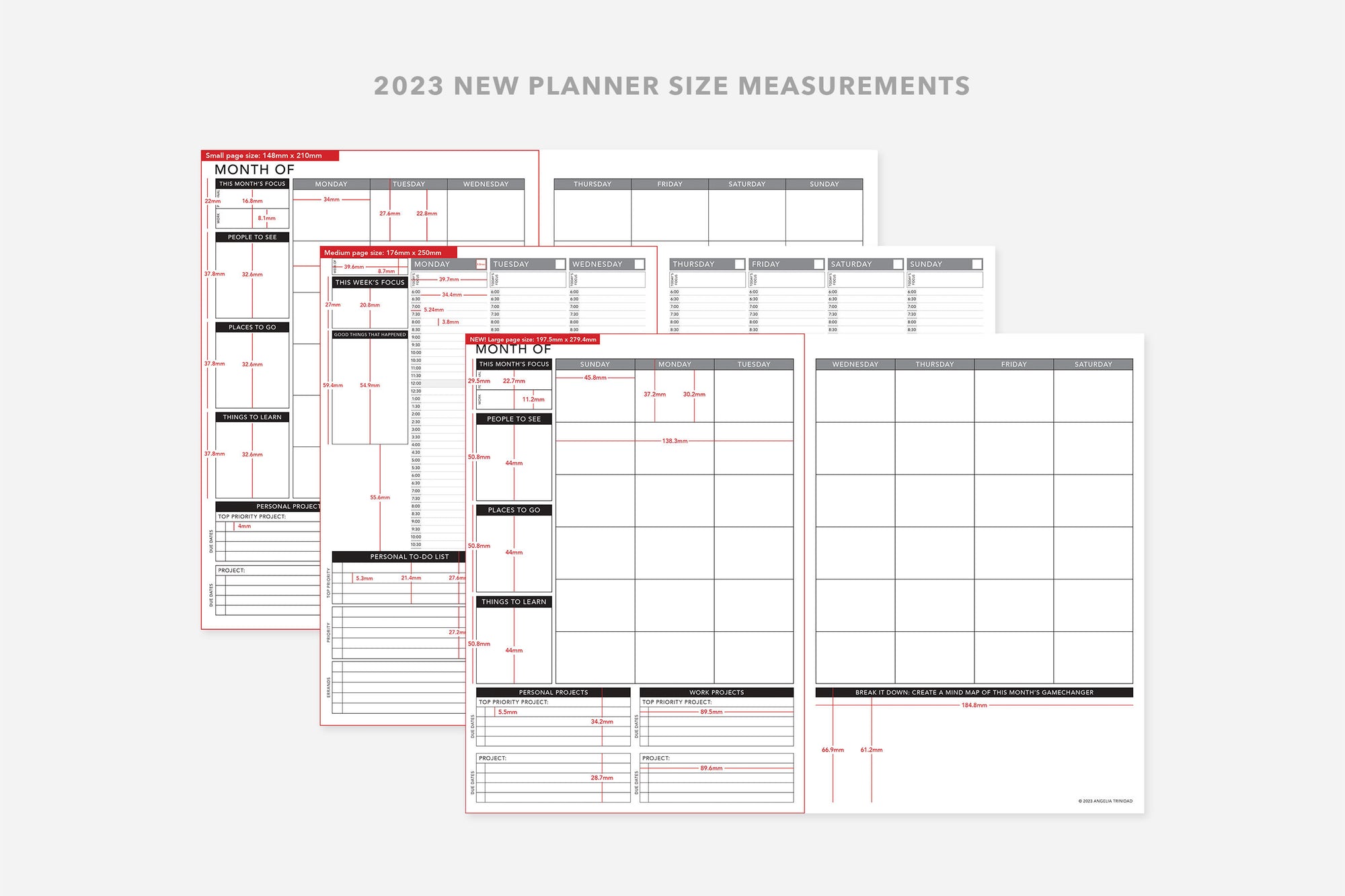 Passion Planner Weekly Layout Size Measurements