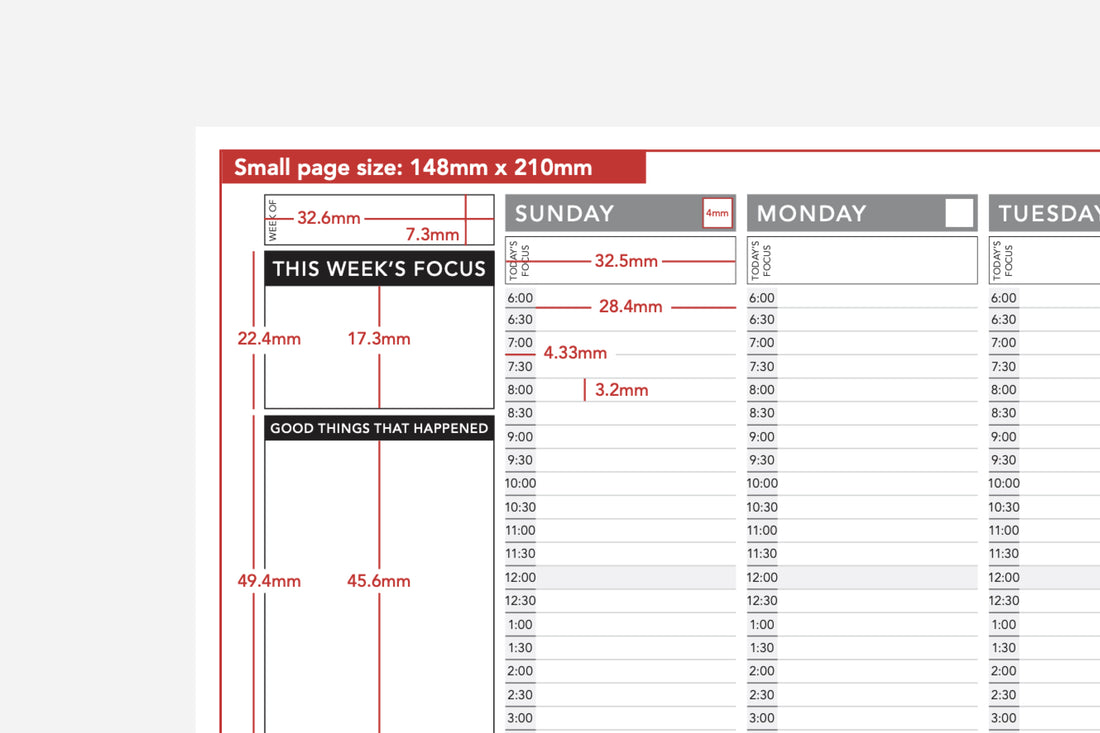 Passion Planner Weekly Layout Size Measurements