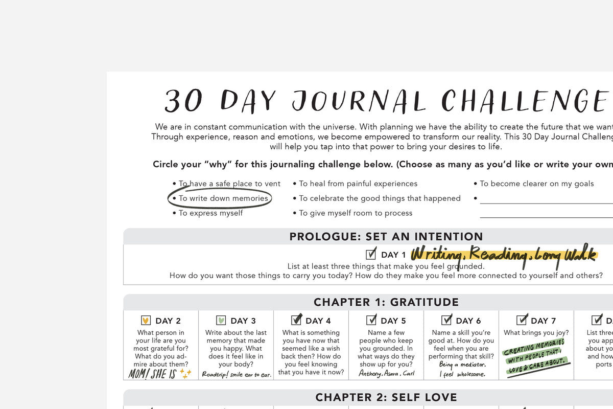 30 Day Journal Challenge PDF | Free Printable | Passion Planner