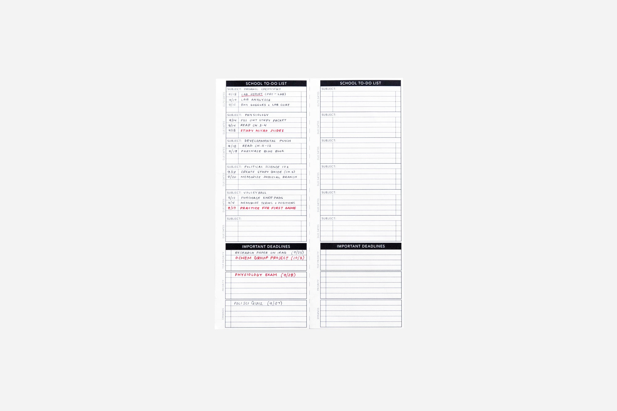 School To-Do List - Passion Planner