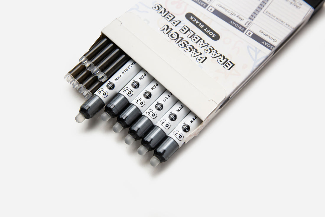 Passion Erasable Pens Starter Pack - Soft Black (6 Pens + 8 Refills)