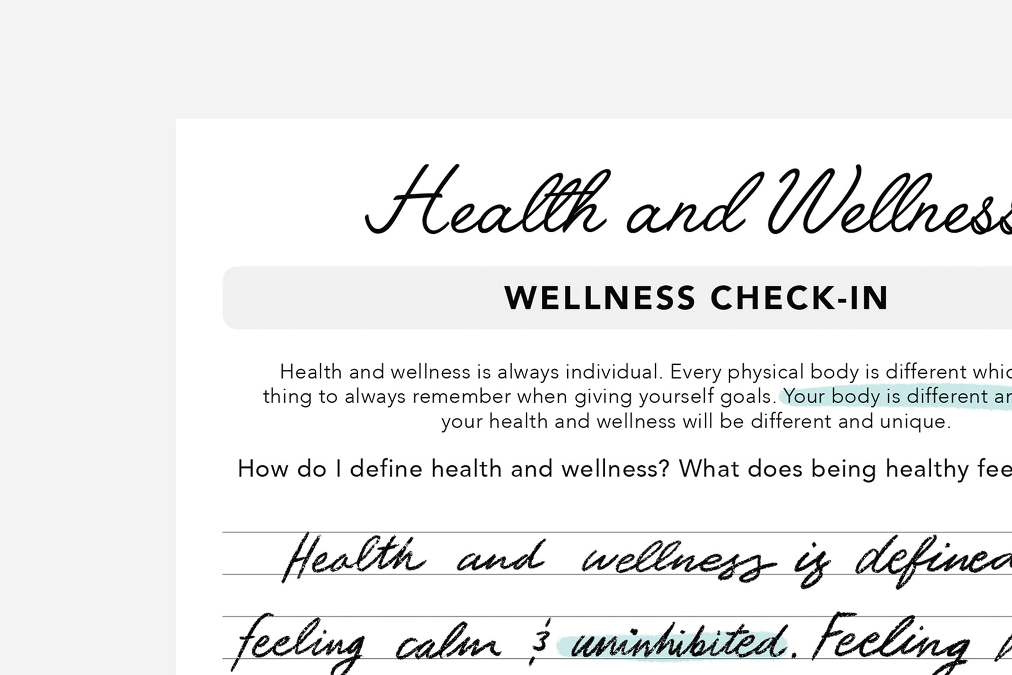 Health and Wellness Reflection - Passion Planner