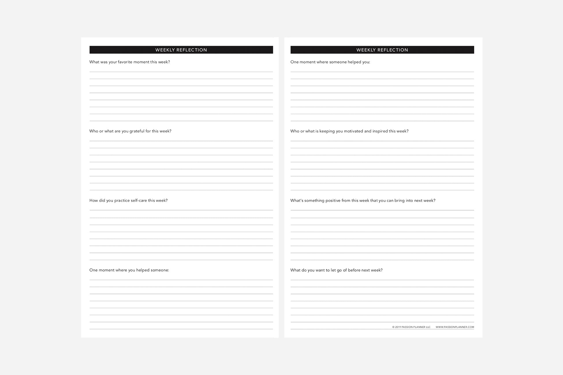 Weekly Reflection PDF Free Printable Passion Planner