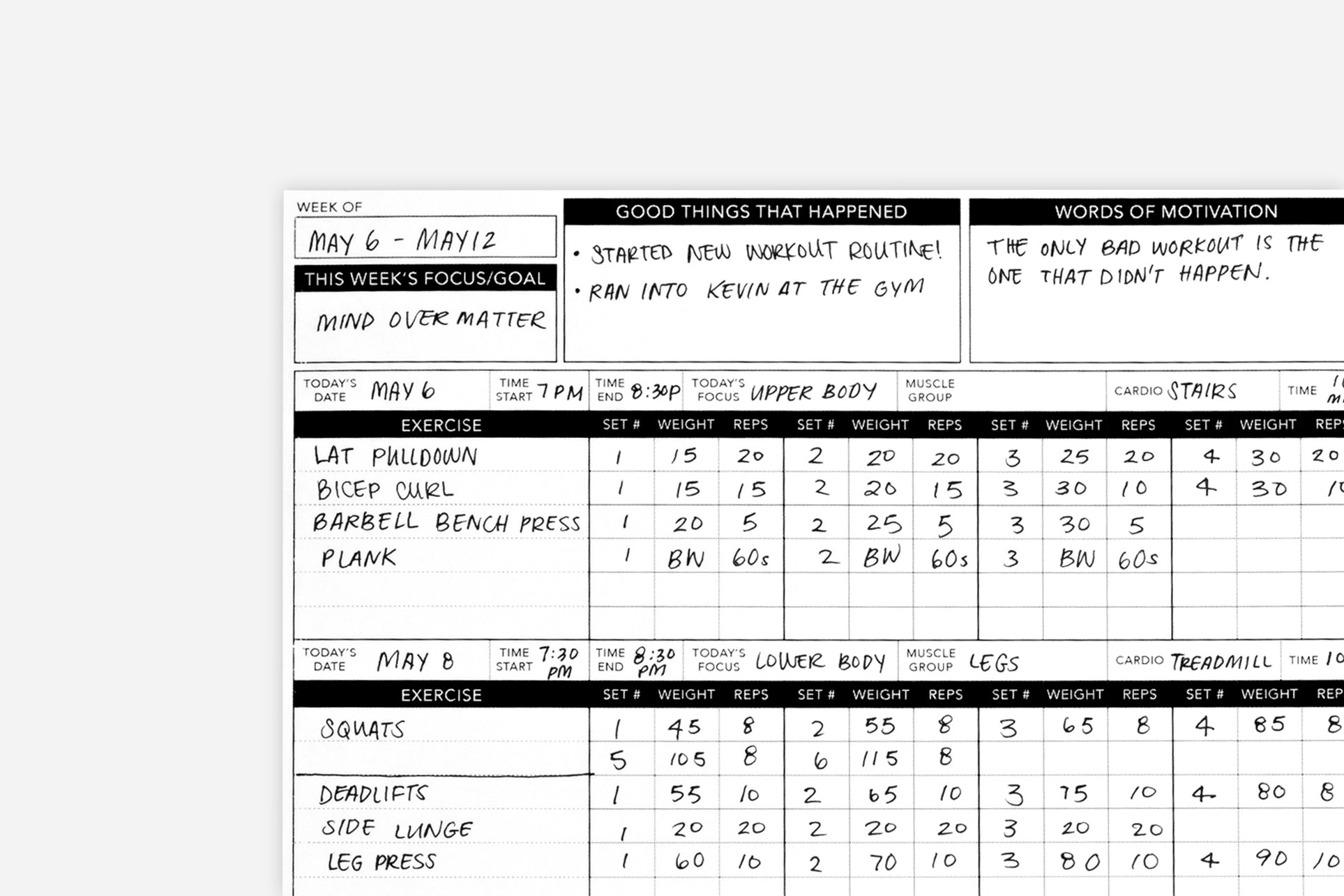 Workout Tracker - Passion Planner