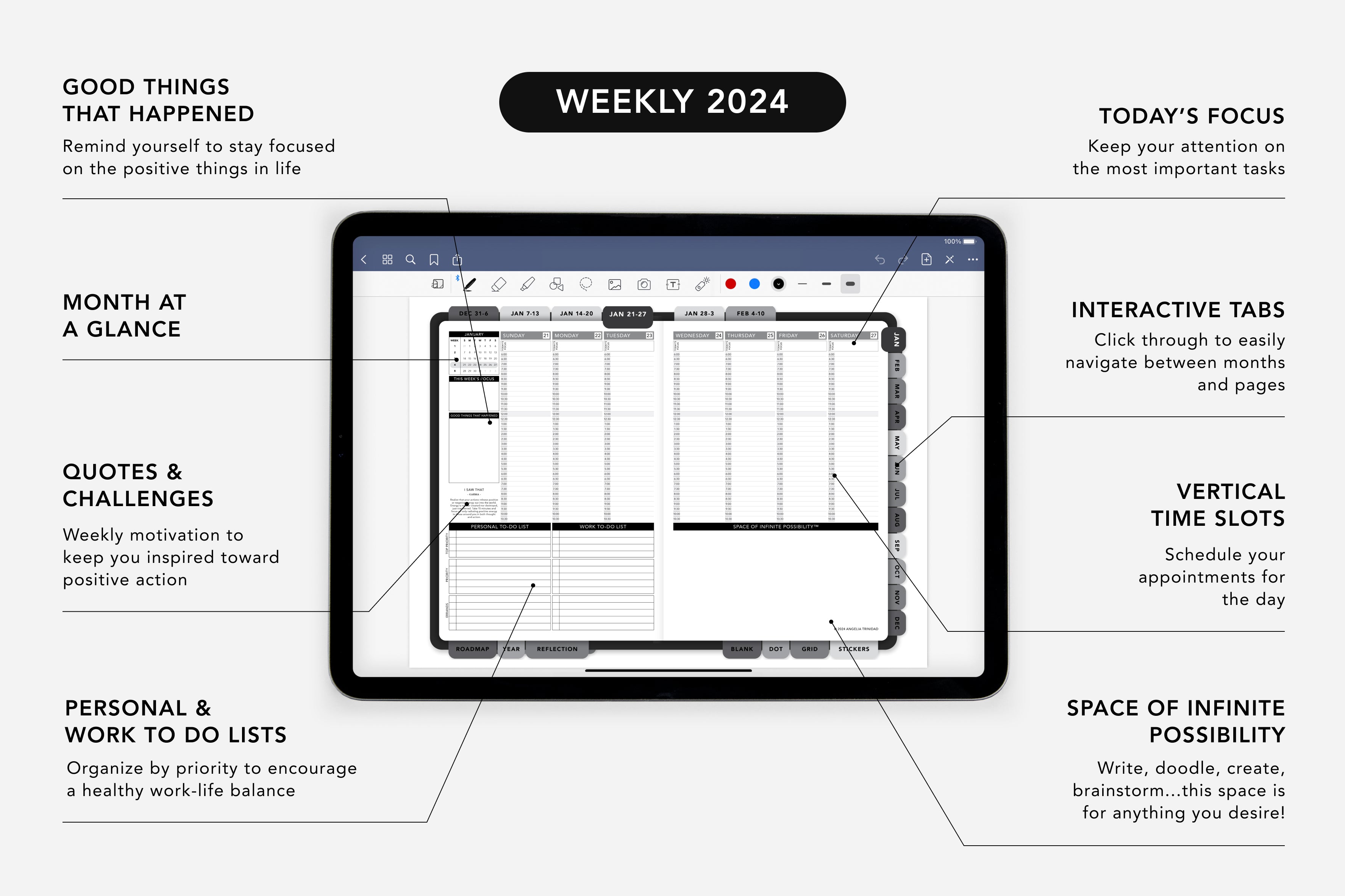 Digital Planner - Weekly 2024 - Bundle