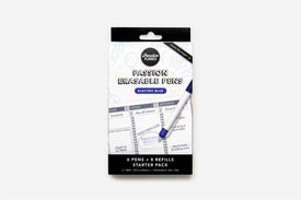 Packaging of Passion Erasable Pens Starter Pack with six pens and eight refills in electric blue color.