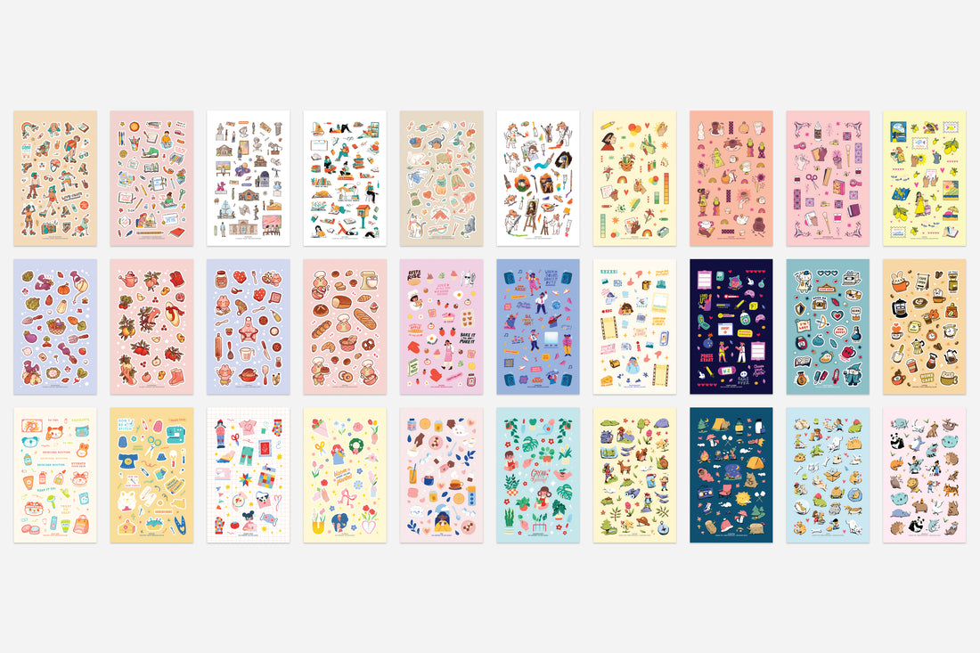 All 30 pages of the Passion Projects Sticker Book